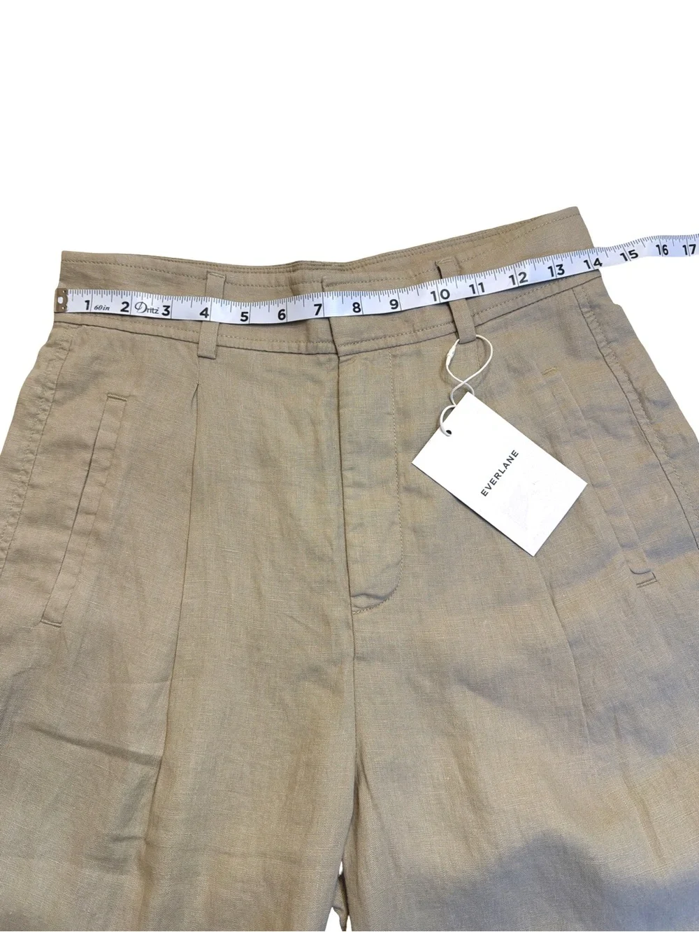 NWT Everlane The Linen Way-High Drape Pant Wide Leg Khaki - Size 2